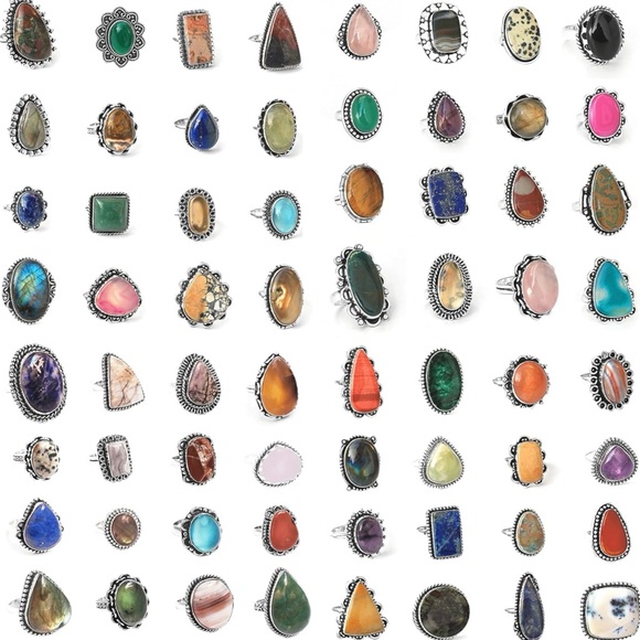 Chunky Gemstone Adjustable Rings, Various Options - Picture 1 of 3
